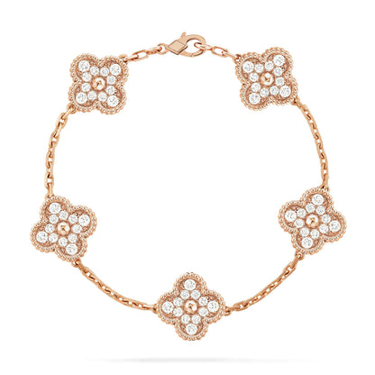 [Luna Brilliance] CLOVER 5 MOTIF FULL DIAMOND BRACELET COLLECTION