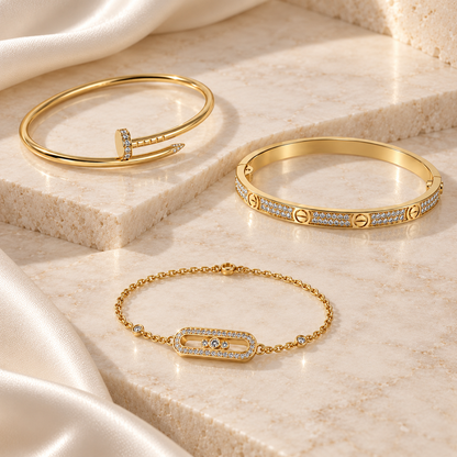 [Luna Brilliance] LOVE & JUSTE Baby Move Diamond Bracelet Stack Set