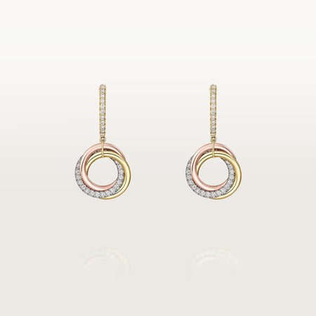[Luna Brilliance] TRINITY HALF DIAMOND  EARRINGS