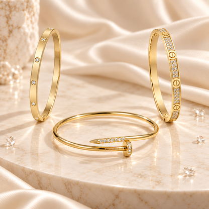 [Luna Brilliance] JUSTE Diamond & LOVE Diamond Bracelet Stack Set