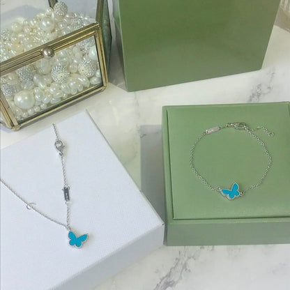 [Luna Brilliance]BUTTERFLY TURQUOISE BUTTERFLY BRACELET SILVER