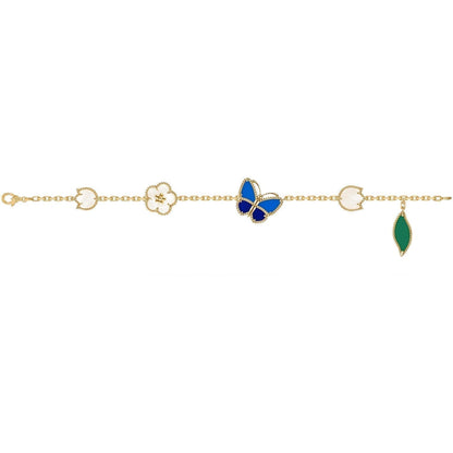 [Luna Brilliance] LOVE Brushed & Lucky Spring Butterfly 5-Motif Bracelet Stack Set