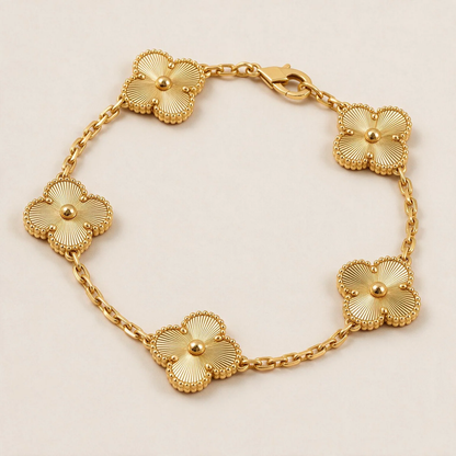 [Luna Brilliance] Clover & Love & Juste 3-Piece Gold Bracelet Stack Set