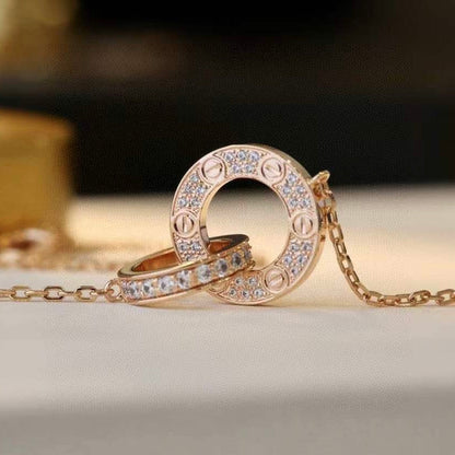 [Luna Brilliance] LOVE  FULL DIAMOND PENDANT NECKLACE