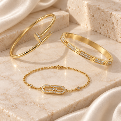 [Luna Brilliance] LOVE & JUSTE Baby Move Diamond Bracelet Stack Set