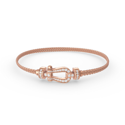 [Luna Brilliance]FORCE SMALL HORSESHOE  DIAMOND CHAIN ROPE BRACELET