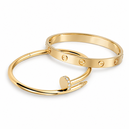 [Luna Brilliance] LOVE Classic & JUSTE Diamond Bracelet Stack Set