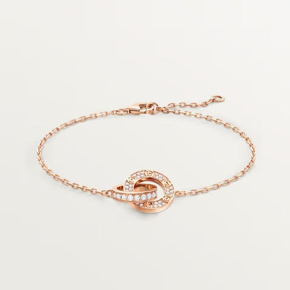 [Luna Brilliance] LOVE DOUBLE RING FULL DIAMOND BRACELET