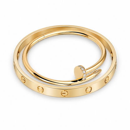 [Luna Brilliance] LOVE Classic & JUSTE Diamond Bracelet Stack Set