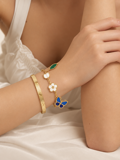 [Luna Brilliance] Lucky Spring Butterfly 5-Motif & LOVE Unlimited Bracelet Stack Set