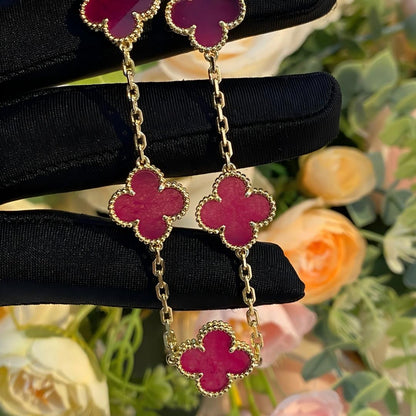 [Luna Brilliance]NEW CLOVER 5 MOTIFS PINK ENAMEL BRACELET