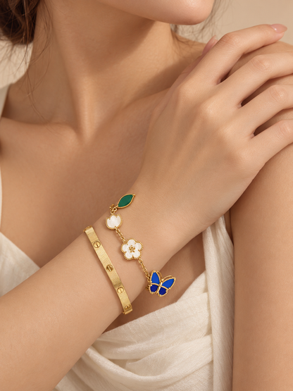 [Luna Brilliance] Lucky Spring Butterfly 5-Motif & LOVE Unlimited Bracelet Stack Set