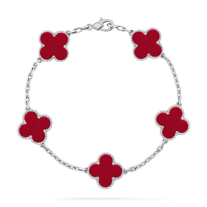 [Luna Brilliance] CLOVER 5 MOTIF RED CORNELIAN BRACELET COLLECTION
