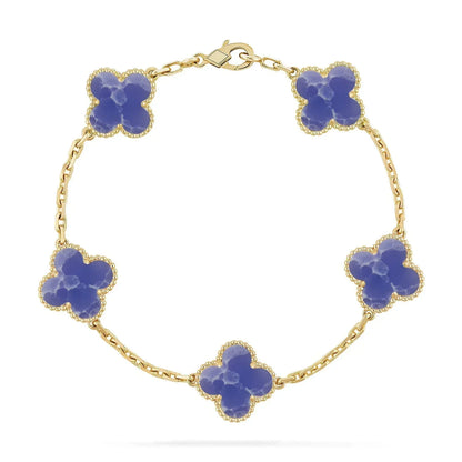 [Luna Brilliance] LOVE & JUSTE & Blue Veins Clover 5-Motif Diamond Bracelet Stack Set