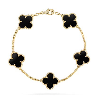 [Luna Brilliance]Force Horseshoe & Clover 5 Motifs Bracelet Stack Set