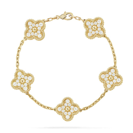 [Luna Brilliance] CLOVER 5 MOTIF FULL DIAMOND BRACELET COLLECTION