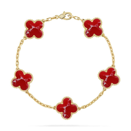 [Luna Brilliance]CLOVER 5 MOTIF RED PATTERN BRACELET COLLECTION