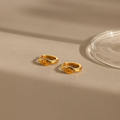 Rhombus Birthstone Huggies