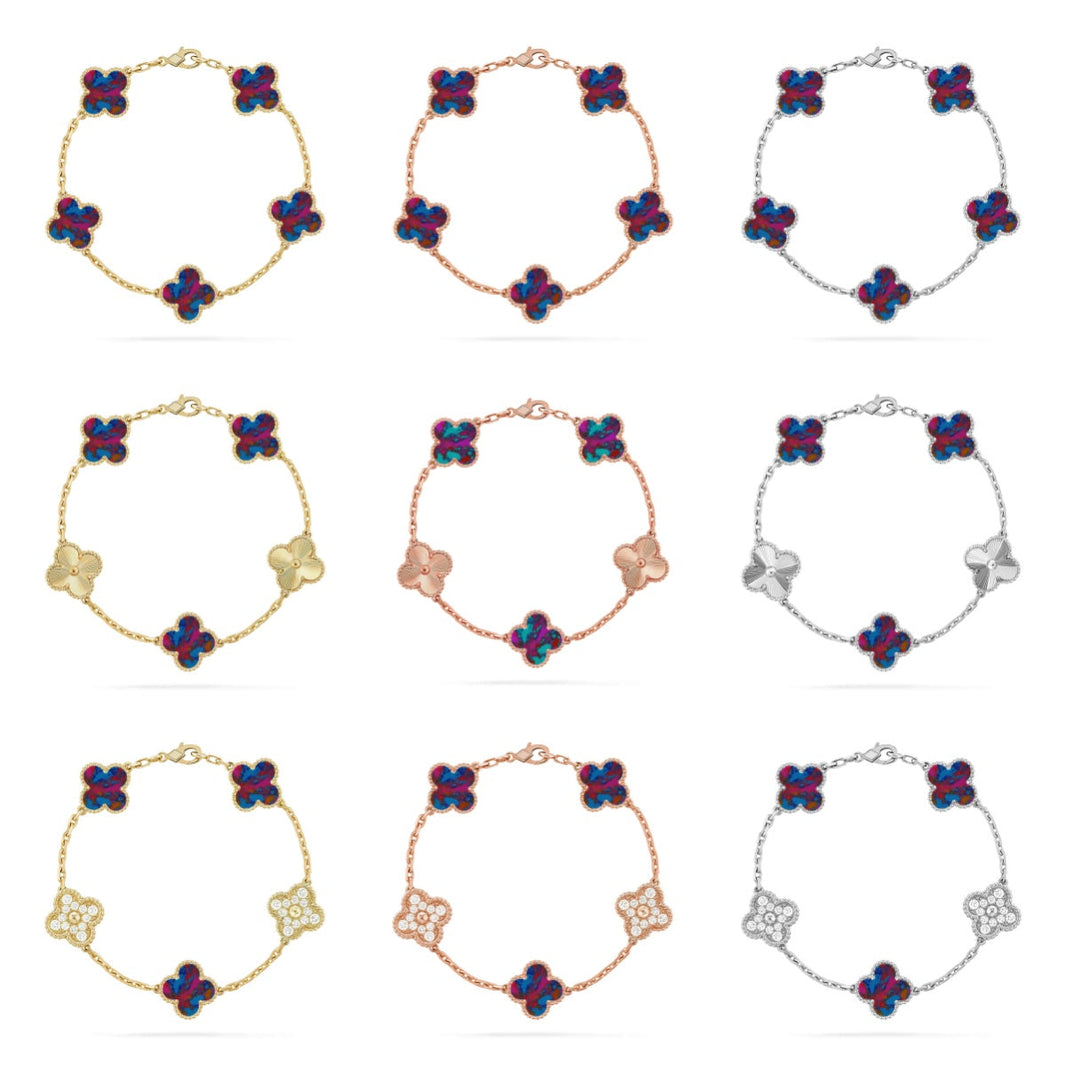 [Luna Brilliance]CLOVER 5 MOTIF COLOR GEMSTONES BRACELET COLLECTION
