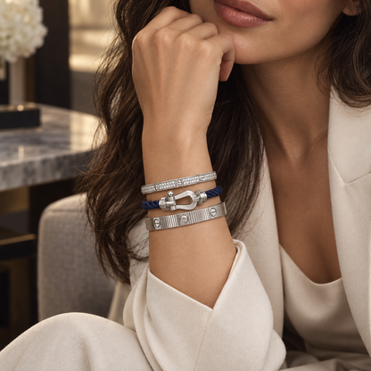 [Luna Brilliance]Love & Force Large Horseshoe Trio Bracelet Stack Set
