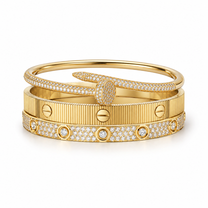 [Luna Brilliance]Love & Juste Statement Bracelet Trio Stack Set