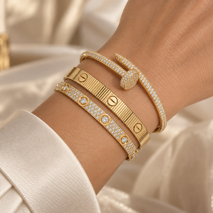 [Luna Brilliance]Love & Juste Statement Bracelet Trio Stack Set