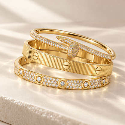 [Luna Brilliance]Love & Juste Statement Bracelet Trio Stack Set