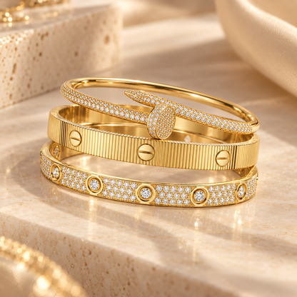 [Luna Brilliance]Love & Juste Statement Bracelet Trio Stack Set