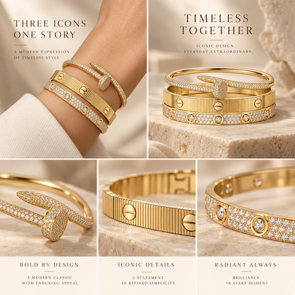 [Luna Brilliance]Love & Juste Statement Bracelet Trio Stack Set