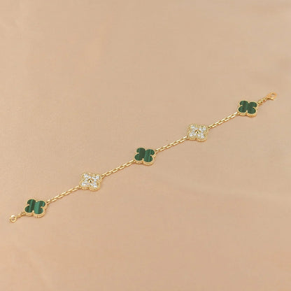 [Luna Brilliance] CLOVER 5 MOTIF MALACHITE BRACELET COLLECTION