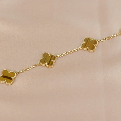 [Luna Brilliance] CLOVER 5 MOTIFS TIGER EYE BRACELET COLLECTION