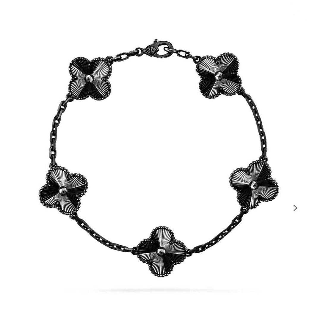 [Luna Brilliance JEWELRY]CLOVER 5 MOTIF BLACK BRACELET