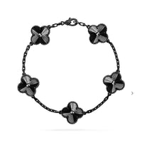 [Luna Brilliance JEWELRY]CLOVER 5 MOTIF BLACK BRACELET
