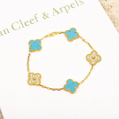 [Luna Brilliance] CLOVER 5 MOTIF TURQUOISE BRACELET COLLECTION