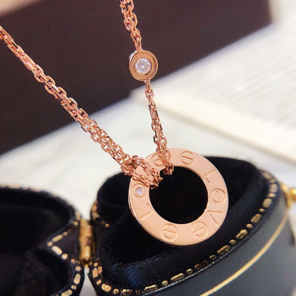 [Luna Brilliance] LOVE NECKLACE 16MM 2 DIAMONDS