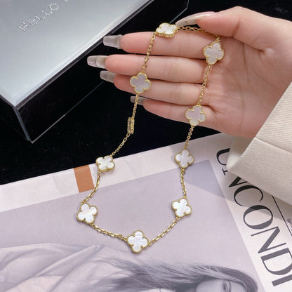 [Luna Brilliance]CLOVER 10 MOTIFS WHITE MOTHER OF PEARL NECKLACE