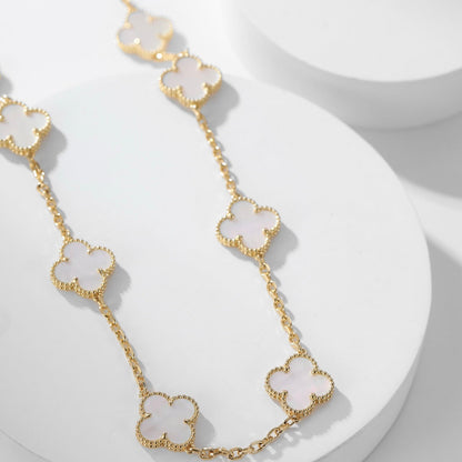 [Luna Brilliance]CLOVER 10 MOTIFS WHITE MOTHER OF PEARL NECKLACE