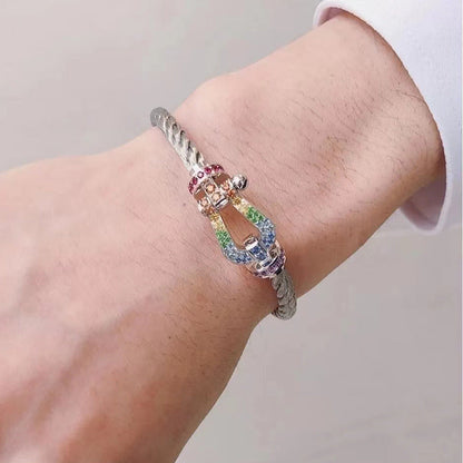 [Luna Brilliance]FORCE LARGE HORSESHOE  COLORED DIAMOND BRACELET ROSE GOLD
