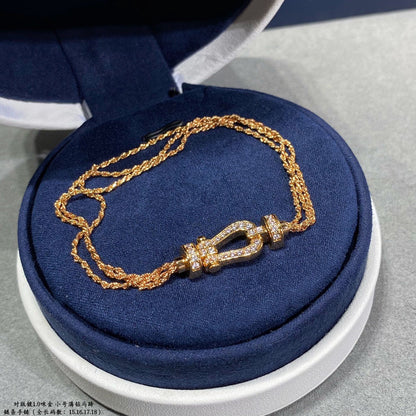 [Luna Brilliance]FORCE SMALL HORSESHOE  DIAMOND CHAIN ROPE BRACELET