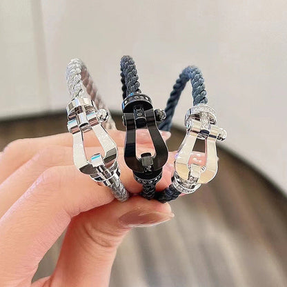 [Luna Brilliance]FORCE LARGE HORSESHOE FULL DIAMOND BRACELET SILVER