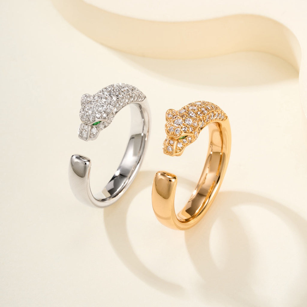 [Luna Brilliance] PANTHERE HALF DIAMOND SMALL RING