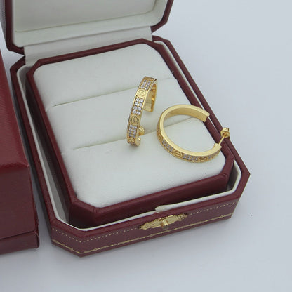 [Luna Brilliance] LOVE EARRINGS 3.6MM DIAMOND PAVED