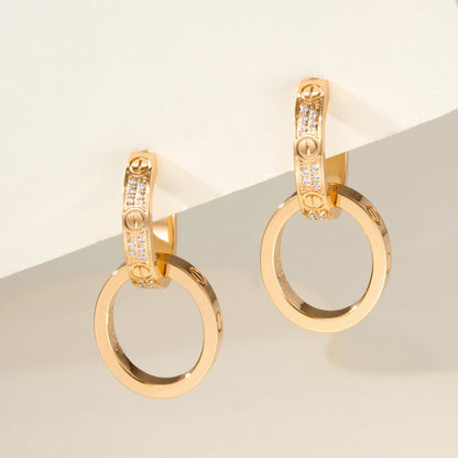 [Luna Brilliance] LOVE 3.3MM DANGLE HALF DIAMOND EARRINGS