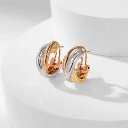 [Luna Brilliance] TRINITY ON DIAMOND CLASSIC EARRINGS