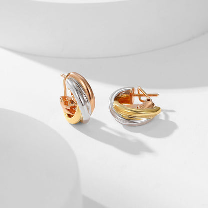 [Luna Brilliance] TRINITY ON DIAMOND CLASSIC EARRINGS