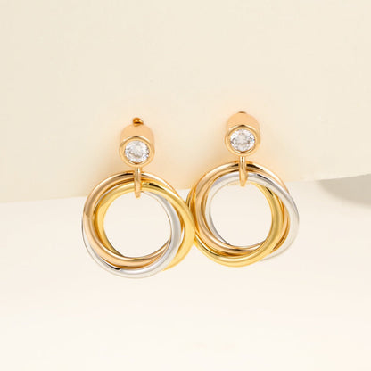 [Luna Brilliance] TRINITY ON DIAMOND  EARRINGS