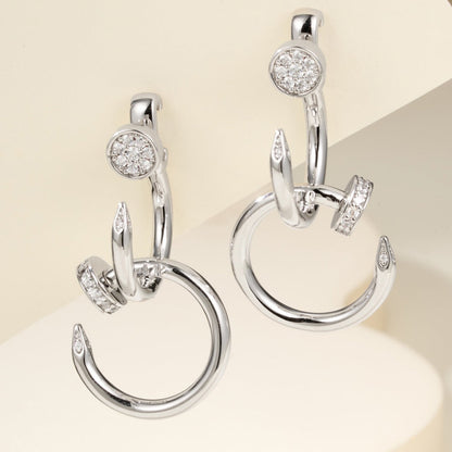 [Luna Brilliance] JUSTE HALF DIAMOND DOUBLE EARRINGS