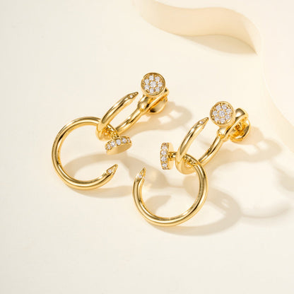 [Luna Brilliance] JUSTE HALF DIAMOND DOUBLE EARRINGS
