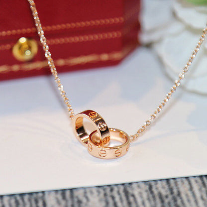 [Luna Brilliance] LOVE DOUBLE RING NECKLACE