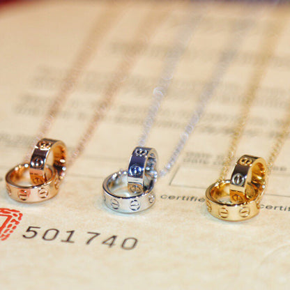 [Luna Brilliance] LOVE DOUBLE RING NECKLACE